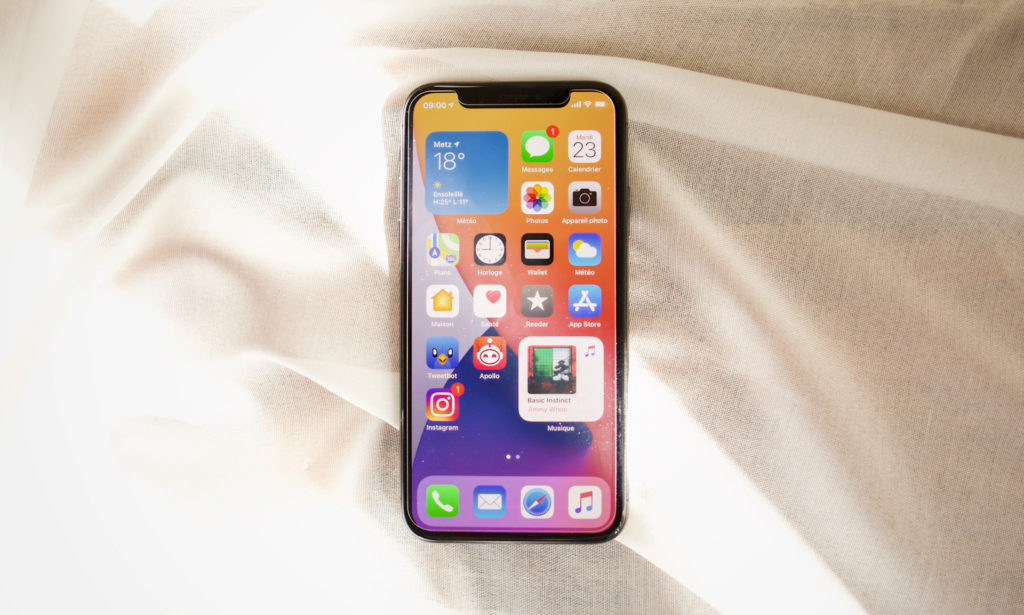 iphone with redesigned iOS14 home screen