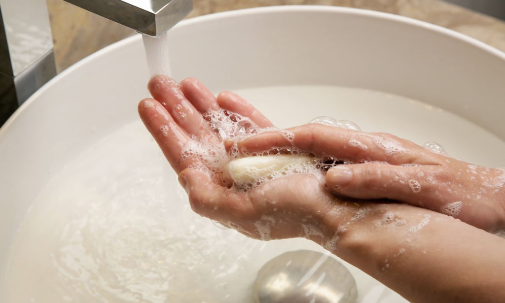 Person washing hands