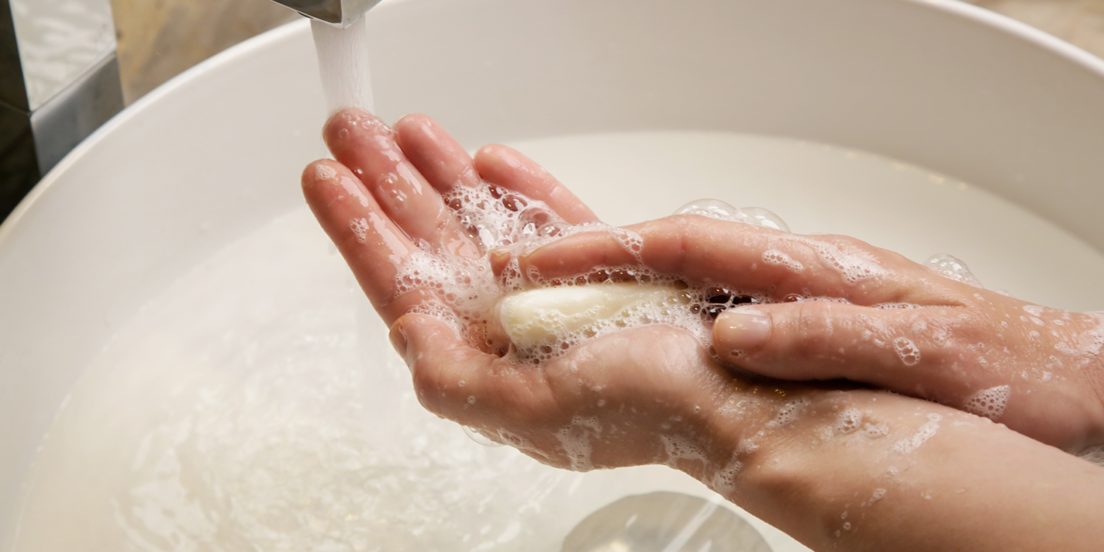 Person washing hands