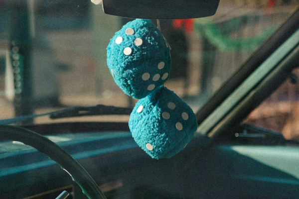 Fuzzy dice in car